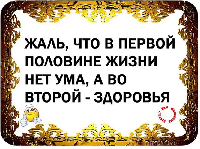 Жаль что в первой половине жизни нет ума а во второй здоровья картинки