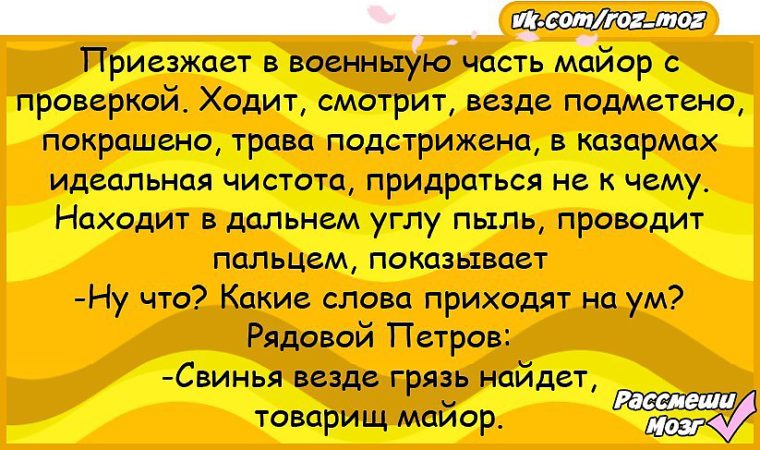 Ходишь проверяешь. Анекдот про проверяющих. Товарищу майору ваша шутка понравилась. Анекдот про майора и розетку. Майору ваша шутка очень понравилась.