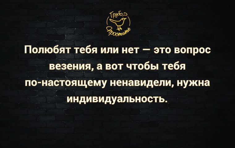 Ненавижу настоящее. Чтобы тебя ненавидели нужна индивидуальность. Любят тебя или нет вопрос везения а вот чтобы.