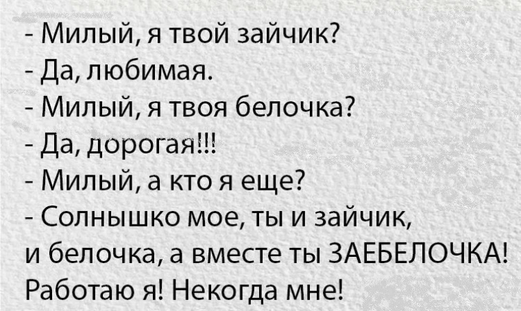 Милые шутки. Милые анекдоты. Я твой зайчик милый. Заебелочка анекдот. Милый прикол.