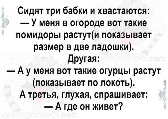 Сидим 3. Анекдот про огурцы. Шутки про огурцы. Анекдот про помидоры. Сидят три бабки и хвастаются.