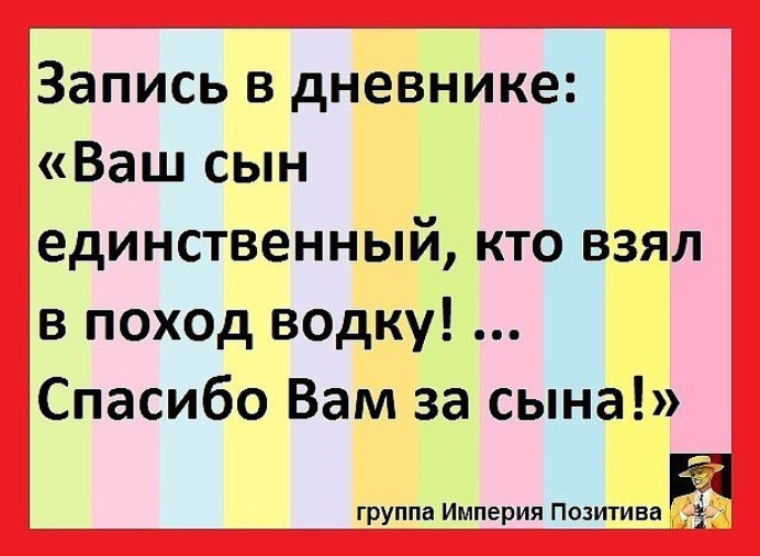 единственный кто взял в поход водку. компания ваш сын. запись в дневнике ваш сын ничего не знает. кино ваш сын и брат. дневник написала учительница.