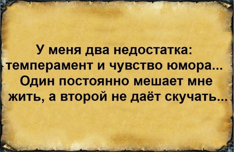 Есть две меня. У меня два недостатка темперамент и чувство юмора. У меня два недостатка. У меня всего два недостатка лень и чувство юмора. У меня два недостатка темперамент и чувство юмора один не даёт мне.