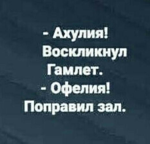 Ахулия воскликнул гамлет офелия поправил зал