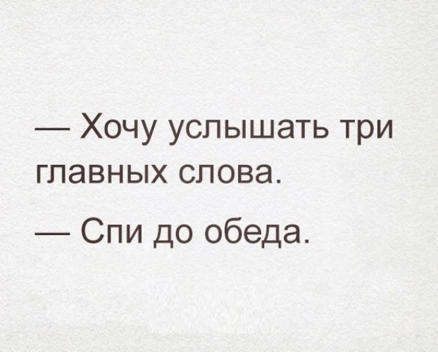 Раз повтори не услышала. Хочу услышать три главных слова спи до обеда. Три главных слова. Три самых главных слова. Мем скажи мне три главных слова.