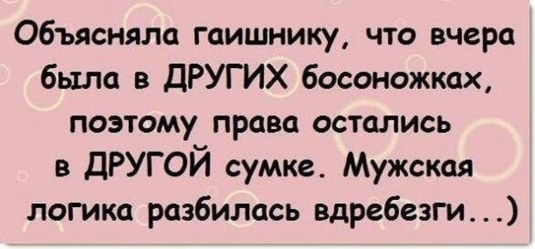 Оставайся правым. Права остались в другой сумочке. Права в другой сумочке анекдот. Забыла права в другой сумке. Вот оно мужская логика.