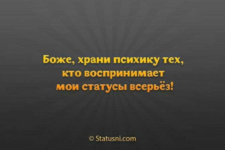 Воспринимать всерьез. Мой статус. Смотри статус. Не воспринимайте в серез Мои статусы. Не судите мою жизнь по статусам.